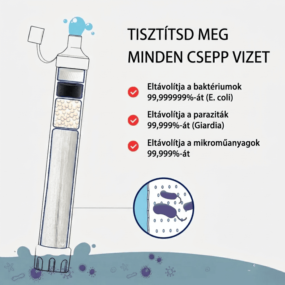 HYDRA-X2 - Túlélő Vízszűrő Szívószál (400 Liter Iható Vízhez) — 4
